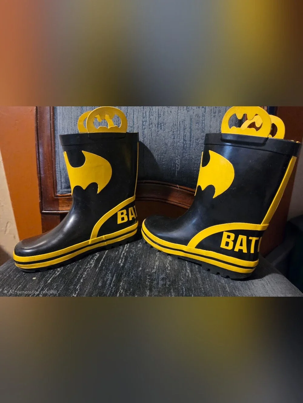 Western Chief Kids Black & Yellow Rain Boots with Pull Tabs